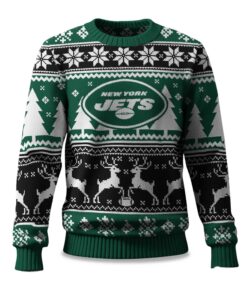 2025 Christmas Jets Reindeer Football Ugly Sweater