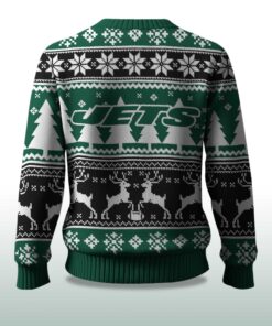 Alternative view of 2025 Christmas Jets Reindeer Football Ugly Sweater