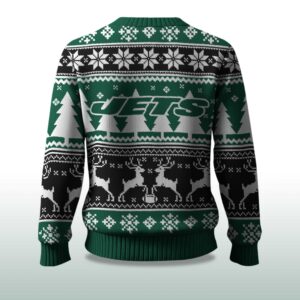 Alternative view of 2025 Christmas Jets Reindeer Football Ugly Sweater