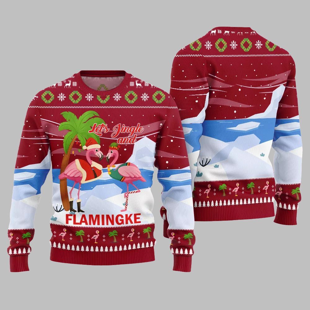 2025 Christmas Jingle And Flamingke Ugly Christmas Sweater - Image 4