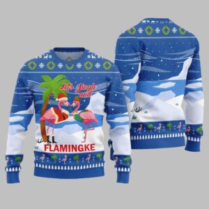 Alternative view of 2025 Christmas Jingle And Flamingke Ugly Christmas Sweater - Grishko.com