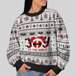 Alternative view of 2025 Christmas Joy To The World Mouse Christmas Ugly Sweatshirt - Grishko.com