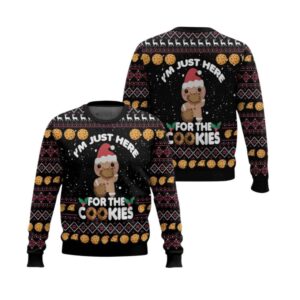 Alternative view of 2025 Christmas Just Here For The Cookies Ugly Christmas Sweater - Grishko.com