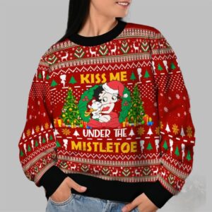 Alternative view of 2025 Christmas Kiss Me Under The Mistletoe Christmast Ugly Sweatshirt - Grishko.com