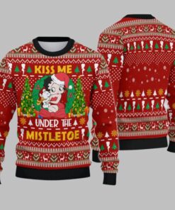 2025 Christmas Kiss Me Under The Mistletoe Christmast Ugly Sweatshirt  