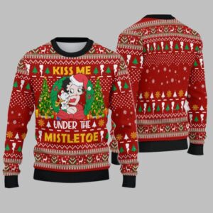 2025 Christmas Kiss Me Under The Mistletoe Christmast Ugly Sweatshirt - Grishko.com