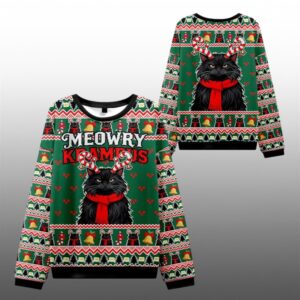 2025 Christmas Krampus Black Cat Ugly Sweater - Grishko.com