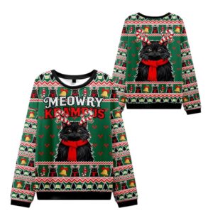 Alternative view of 2025 Christmas Krampus Black Cat Ugly Sweater - Grishko.com