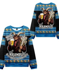 Alternative view of 2025 Christmas Krampus Drinking Beer Ugly Sweater  