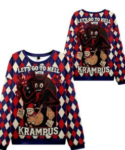 Alternative view of 2025 Christmas Krampus Let's Go to Hell Ugly Sweater  