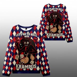 2025 Christmas Krampus Let's Go to Hell Ugly Sweater - Grishko.com