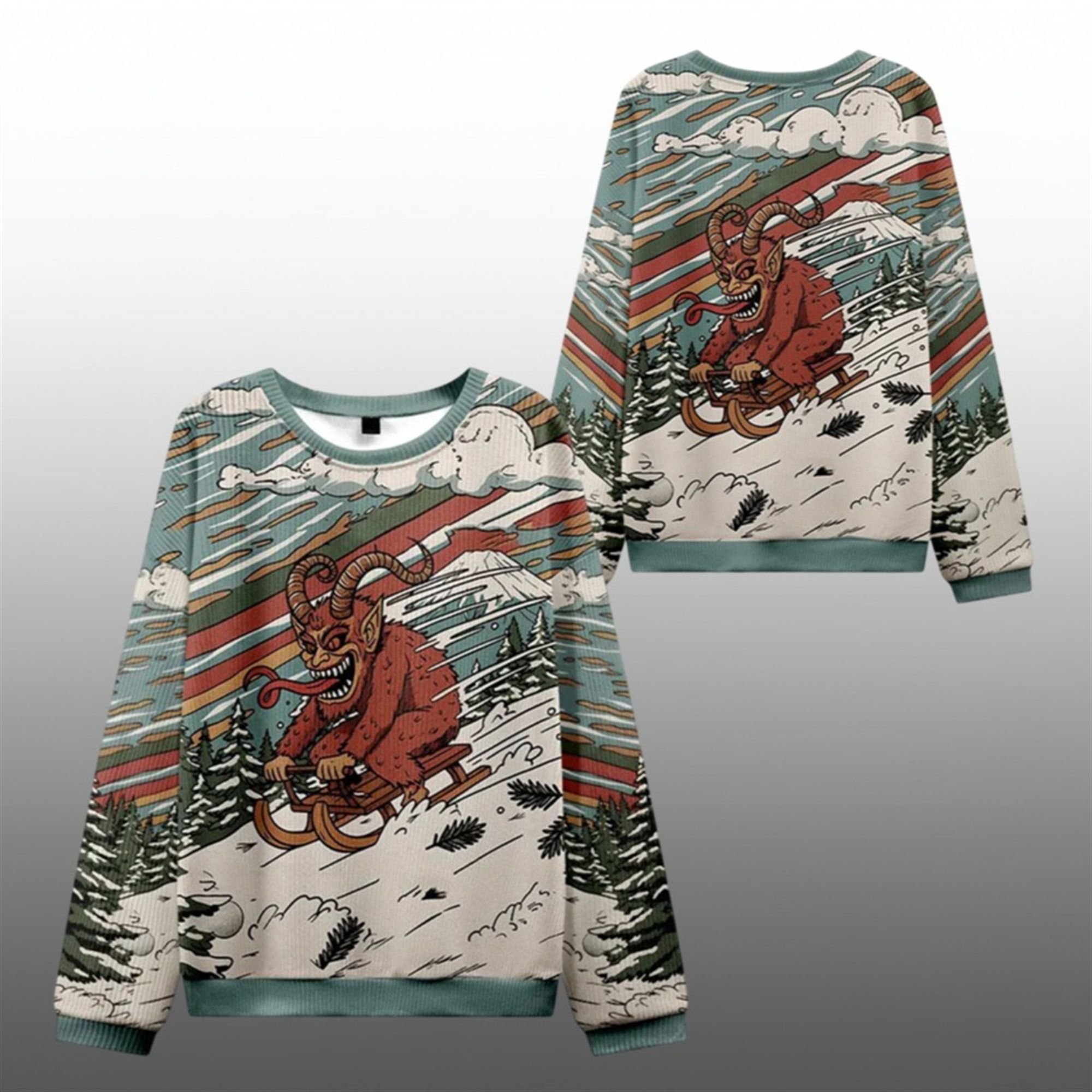 2025 Christmas Krampus Sled Ugly Sweater - Grishko.com