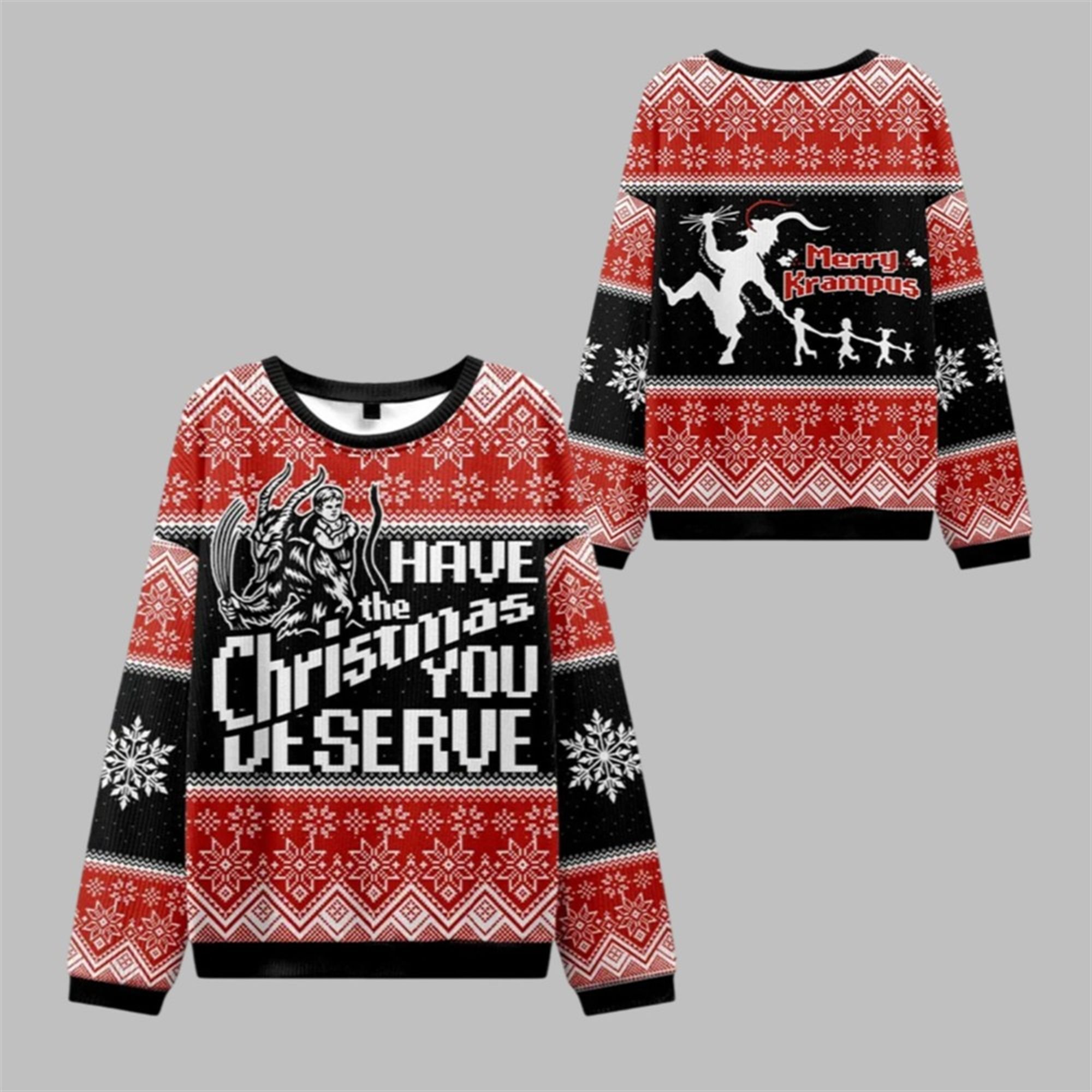 2025 Christmas Krampus Takes Children Ugly Sweater - Grishko.com