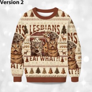 Alternative view of 2025 Christmas Lesbians Eat What Cat Ugly Sweater