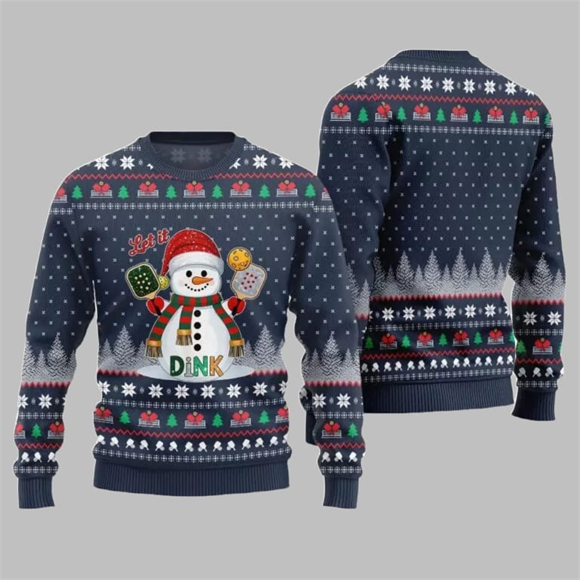 2025 Christmas Let It Dink Pickleball Ugly Sweater - Grishko.com - Image 3