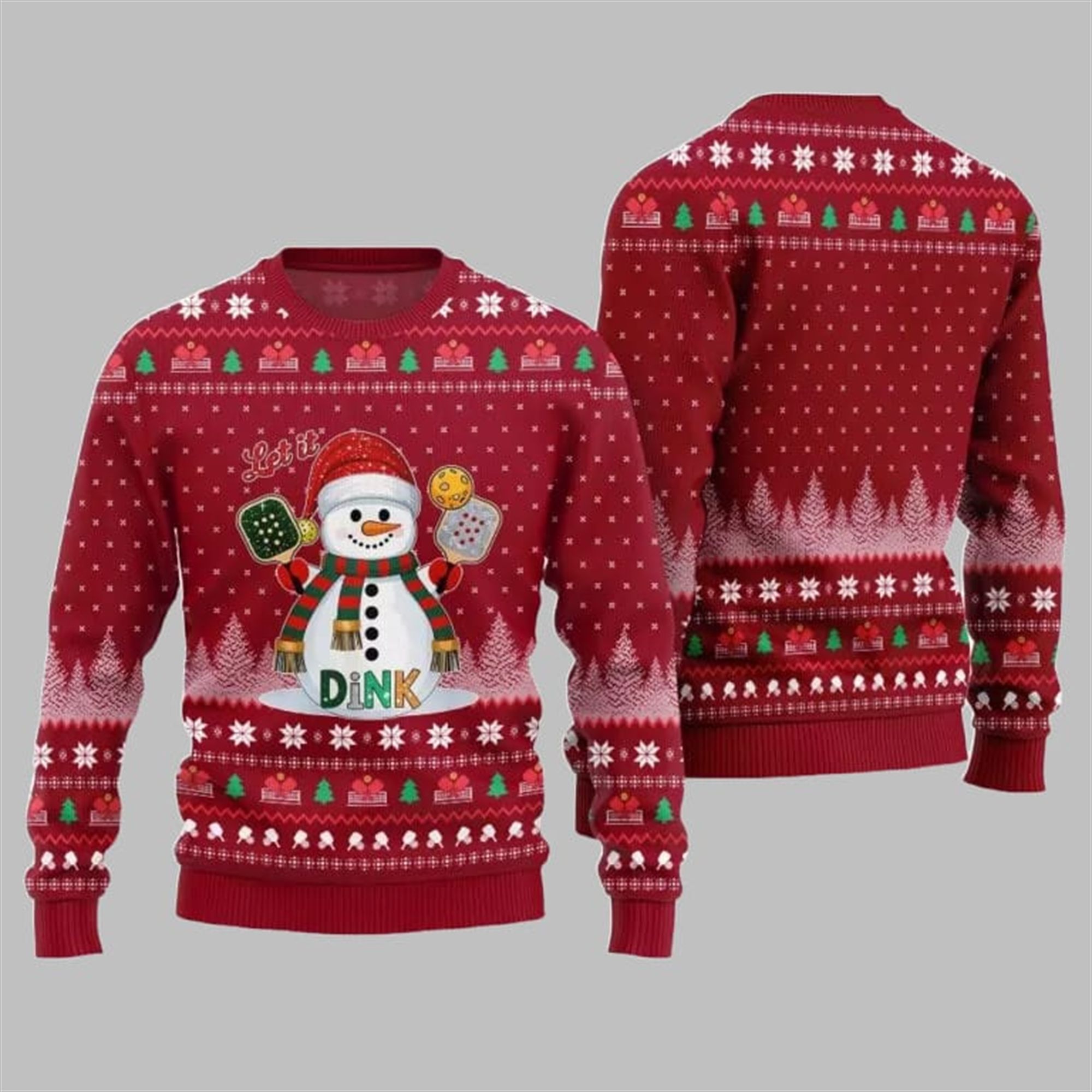 2025 Christmas Let It Dink Pickleball Ugly Sweater - Grishko.com - Image 4