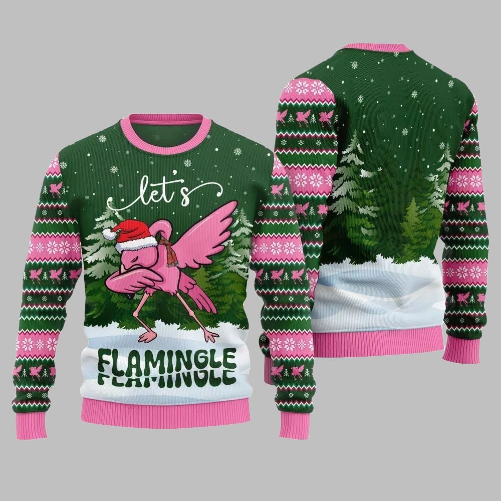 2025 Christmas Lets Flamingle Ugly Christmas Sweater - Grishko.com