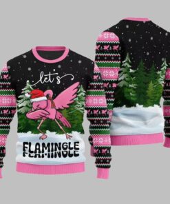 Alternative view of 2025 Christmas Lets Flamingle Ugly Christmas Sweater  