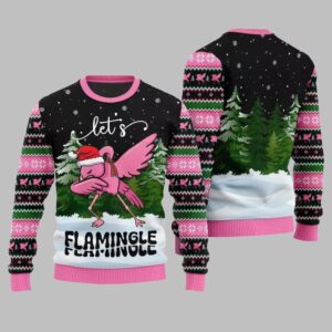 Alternative view of 2025 Christmas Lets Flamingle Ugly Christmas Sweater - Grishko.com