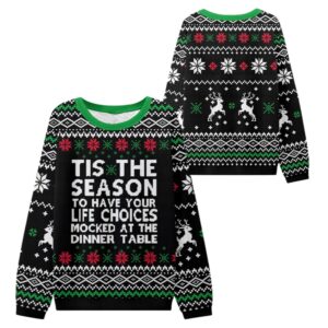 Alternative view of 2025 Christmas Life Choices Mocked Ugly Sweater - Grishko.com