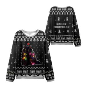 Alternative view of 2025 Christmas Lights Cat Christmas Ugly Sweater - Grishko.com