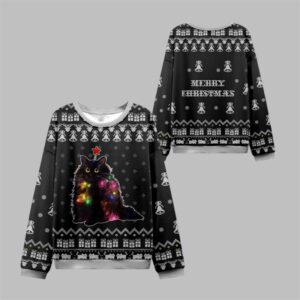 2025 Christmas Lights Cat Christmas Ugly Sweater - Grishko.com