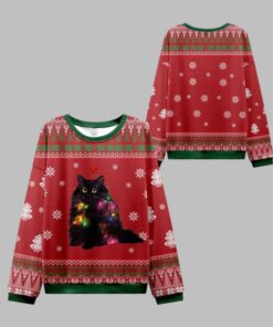 2025 Christmas Lights Cat Ugly Christmas Sweater  