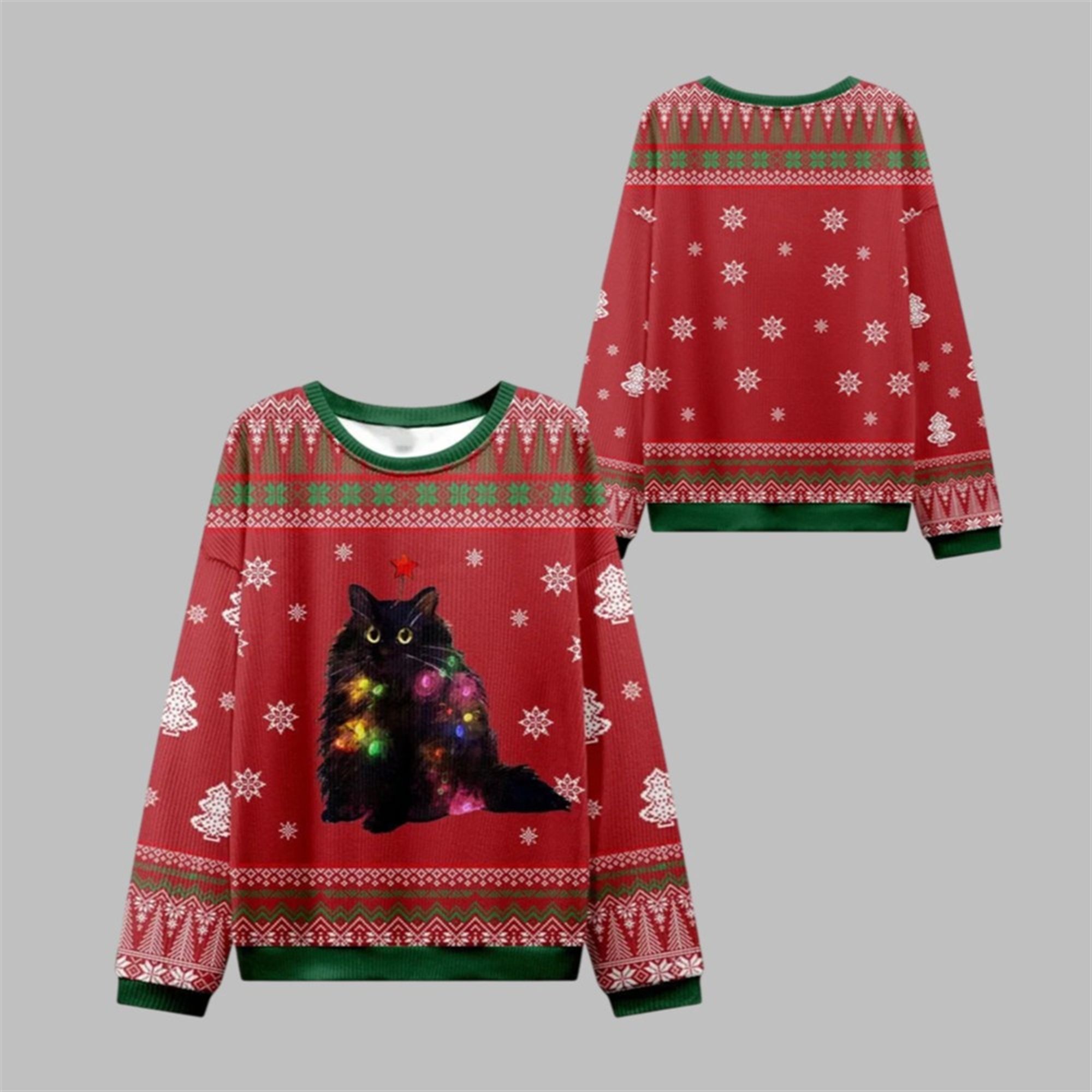 2025 Christmas Lights Cat Ugly Christmas Sweater - Grishko.com