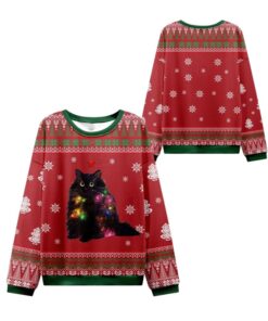 Alternative view of 2025 Christmas Lights Cat Ugly Christmas Sweater  