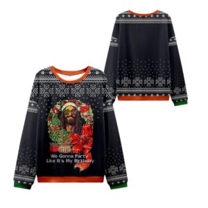 Alternative view of 2025 Christmas Like It's My Birthday Ugly Sweater - Grishko.com