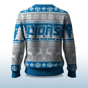 Alternative view of 2025 Christmas Lions Reindeer Football Ugly Sweater