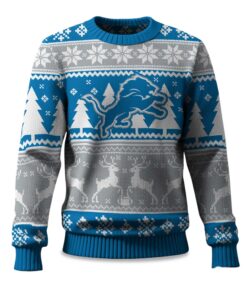 2025 Christmas Lions Reindeer Football Ugly Sweater