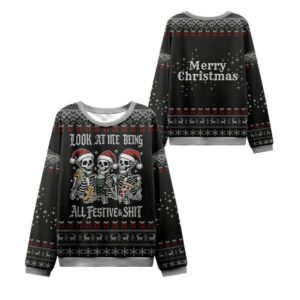 Alternative view of 2025 Christmas Look at Me Being Festive Ugly Sweater - Grishko.com