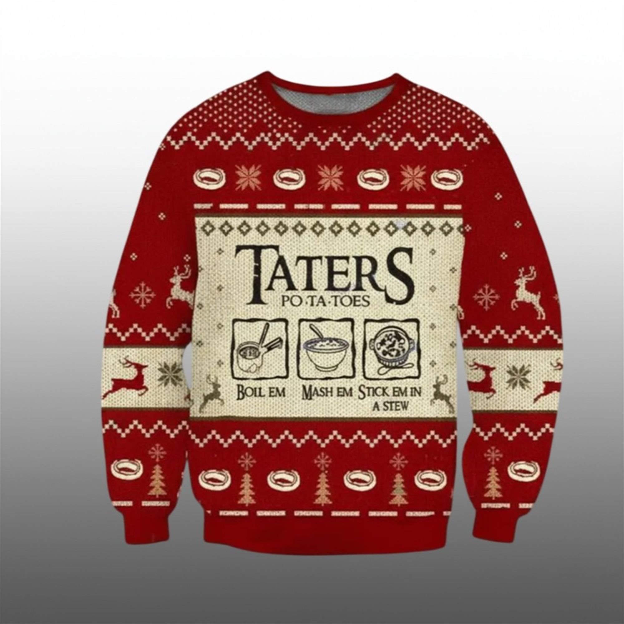 2025 Christmas LOTR Taters Potatoes Ugly Christmas Sweater - Grishko.com