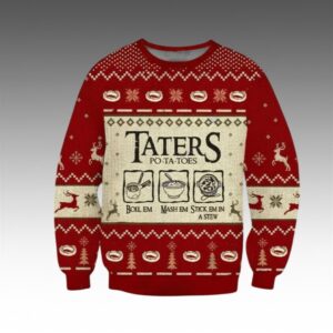 Alternative view of 2025 Christmas LOTR Taters Potatoes Ugly Christmas Sweater - Grishko.com