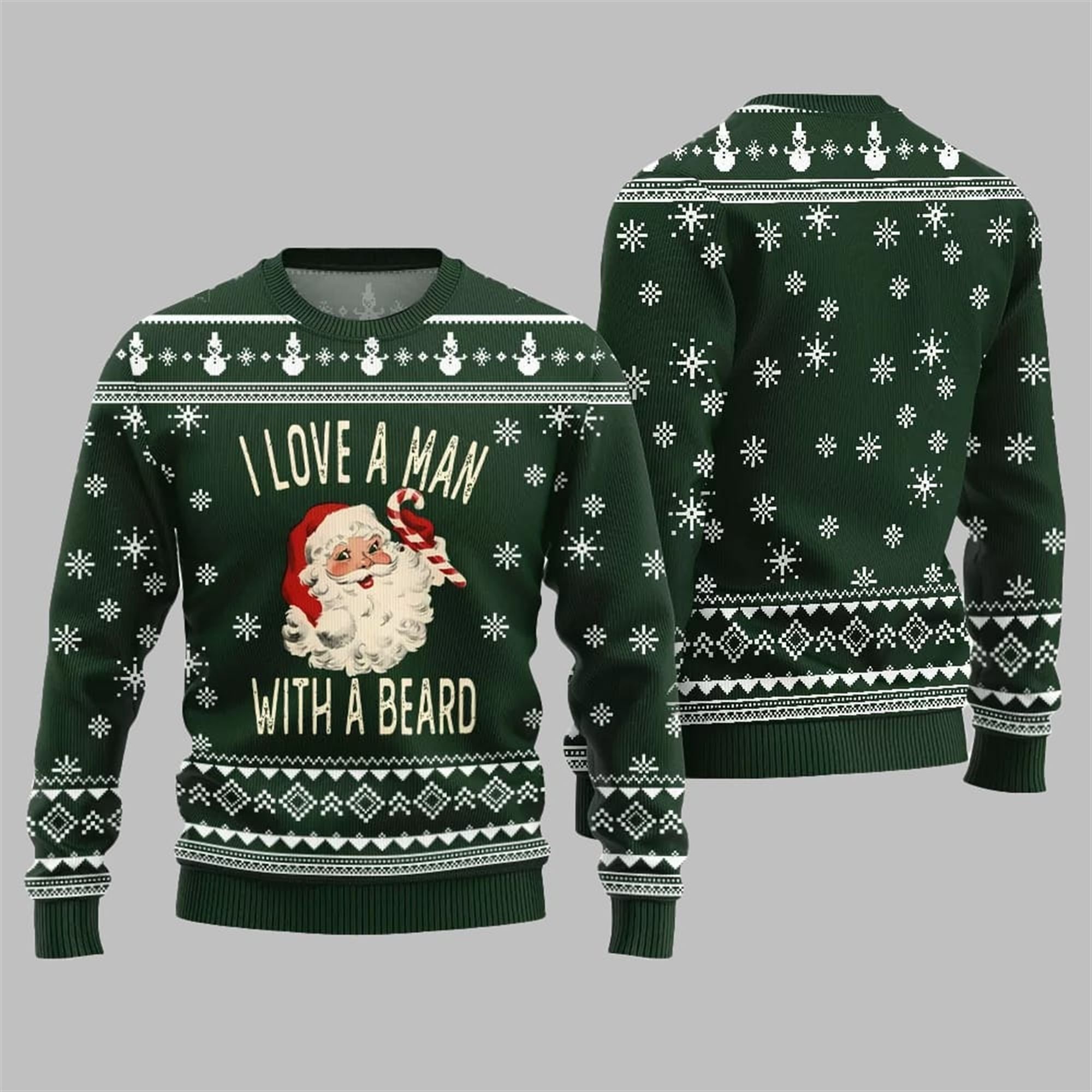 2025 Christmas Love Man With Beard Ugly Sweater - Image 3