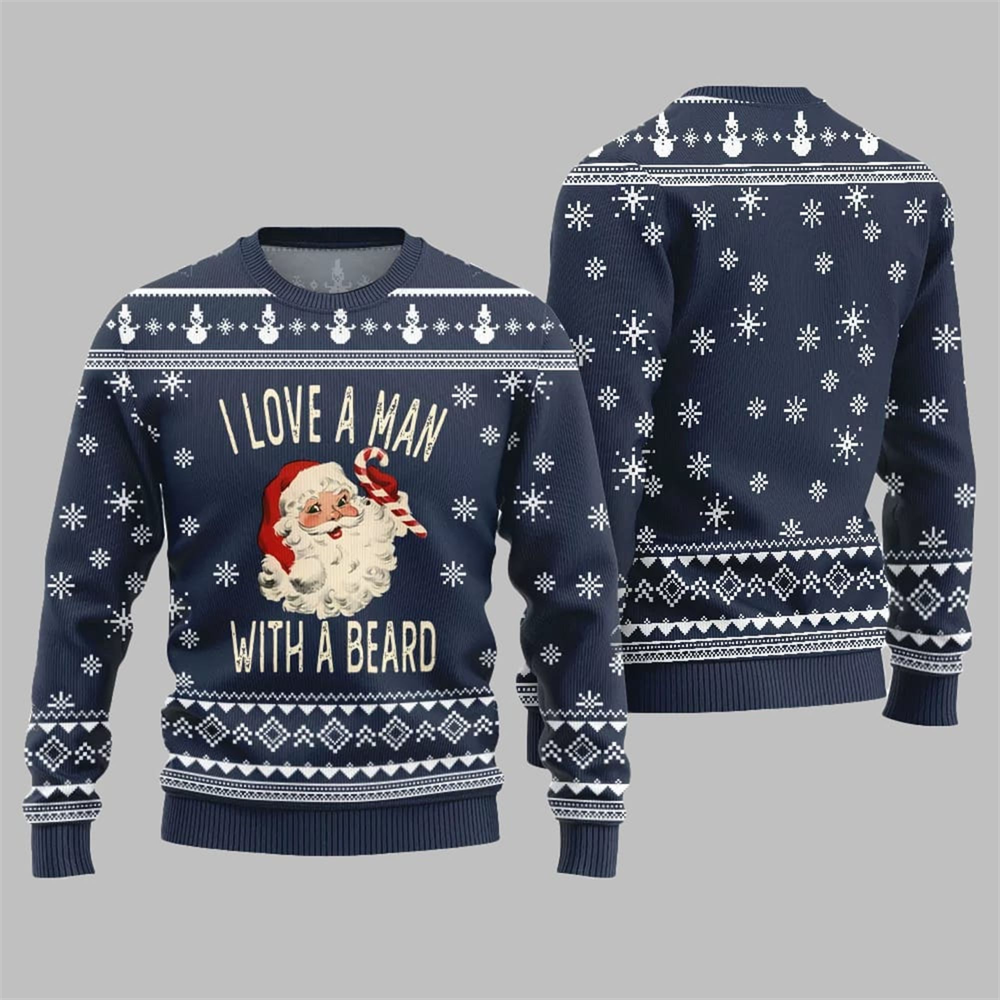 2025 Christmas Love Man With Beard Ugly Sweater - Image 4