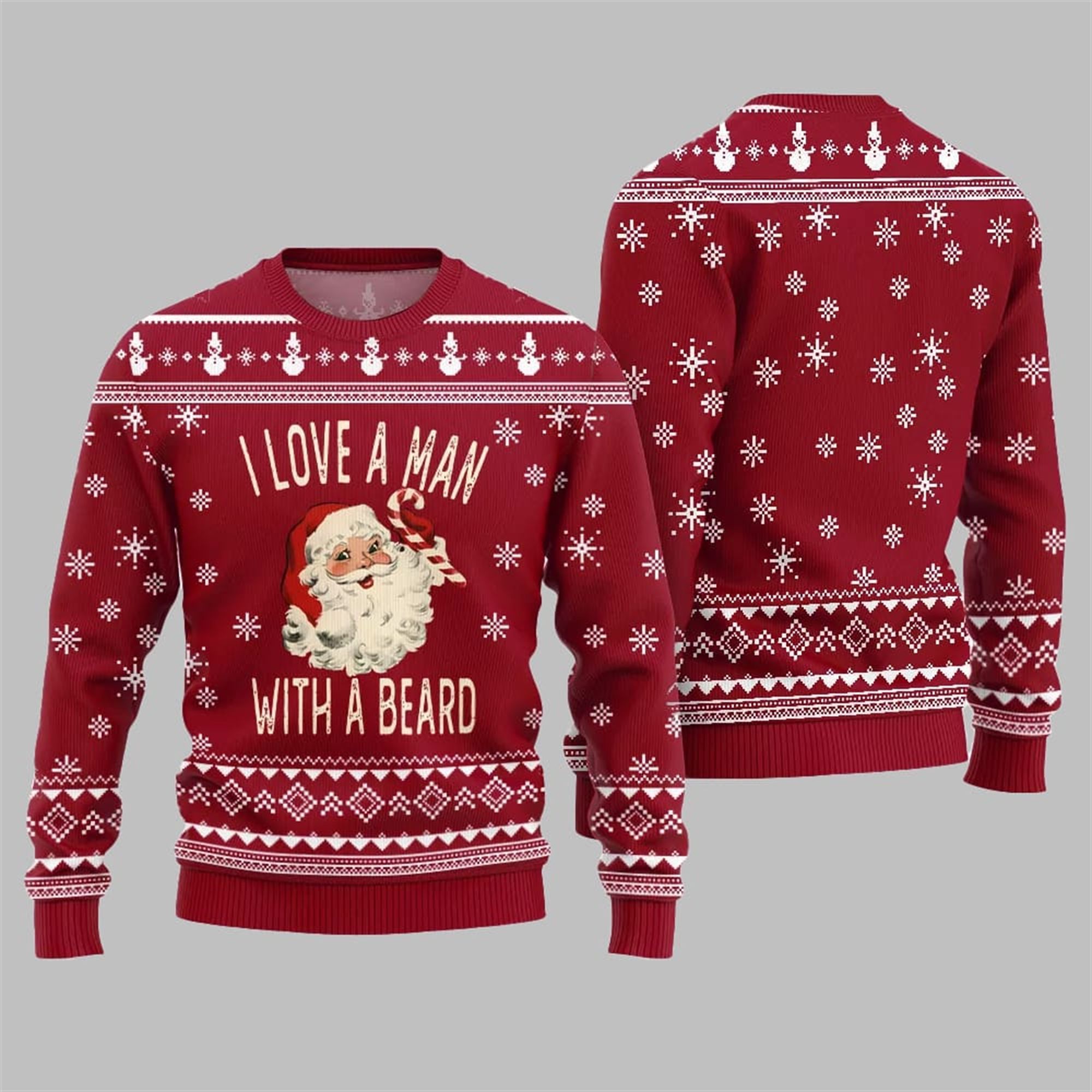 2025 Christmas Love Man With Beard Ugly Sweater - Image 5