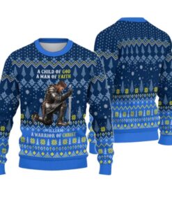 Alternative view of 2025 Christmas Man Warrior Of God A Child Of God A Man Of Faith Christmas Ugly Sweatshirt  