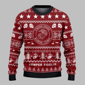 2025 Christmas Marine Corps Semper Fidelis Ugly Sweater - Grishko.com