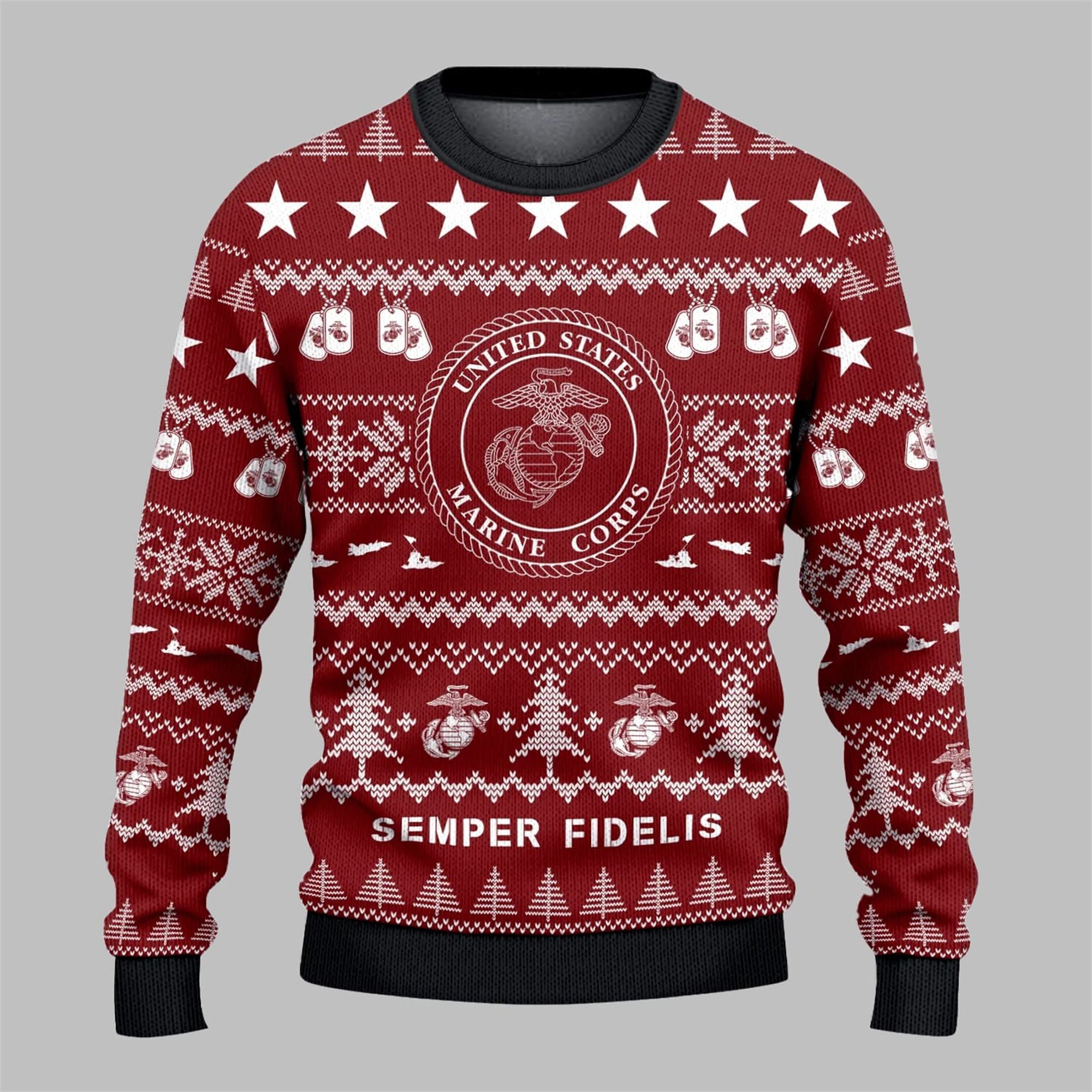 2025 Christmas Marine Corps Semper Fidelis Ugly Sweater - Grishko.com