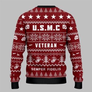 Alternative view of 2025 Christmas Marine Corps Semper Fidelis Ugly Sweater - Grishko.com