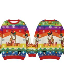 Alternative view of 2025 Christmas Marlboro Chihuahua Smoking Meme Ugly Sweater  
