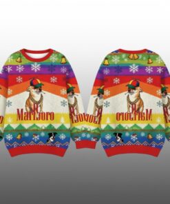 2025 Christmas Marlboro Chihuahua Smoking Meme Ugly Sweater  