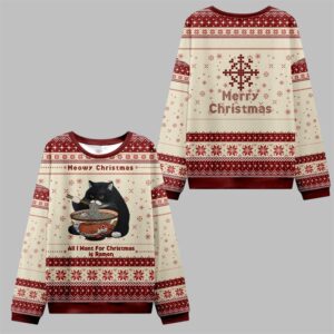 2025 Christmas Meowy Christmas Ramen Ugly Sweater - Grishko.com