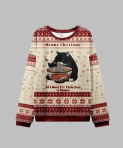Alternative view of 2025 Christmas Meowy Christmas Ramen Ugly Sweater  