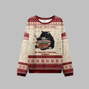 Alternative view of 2025 Christmas Meowy Christmas Ramen Ugly Sweater - Grishko.com