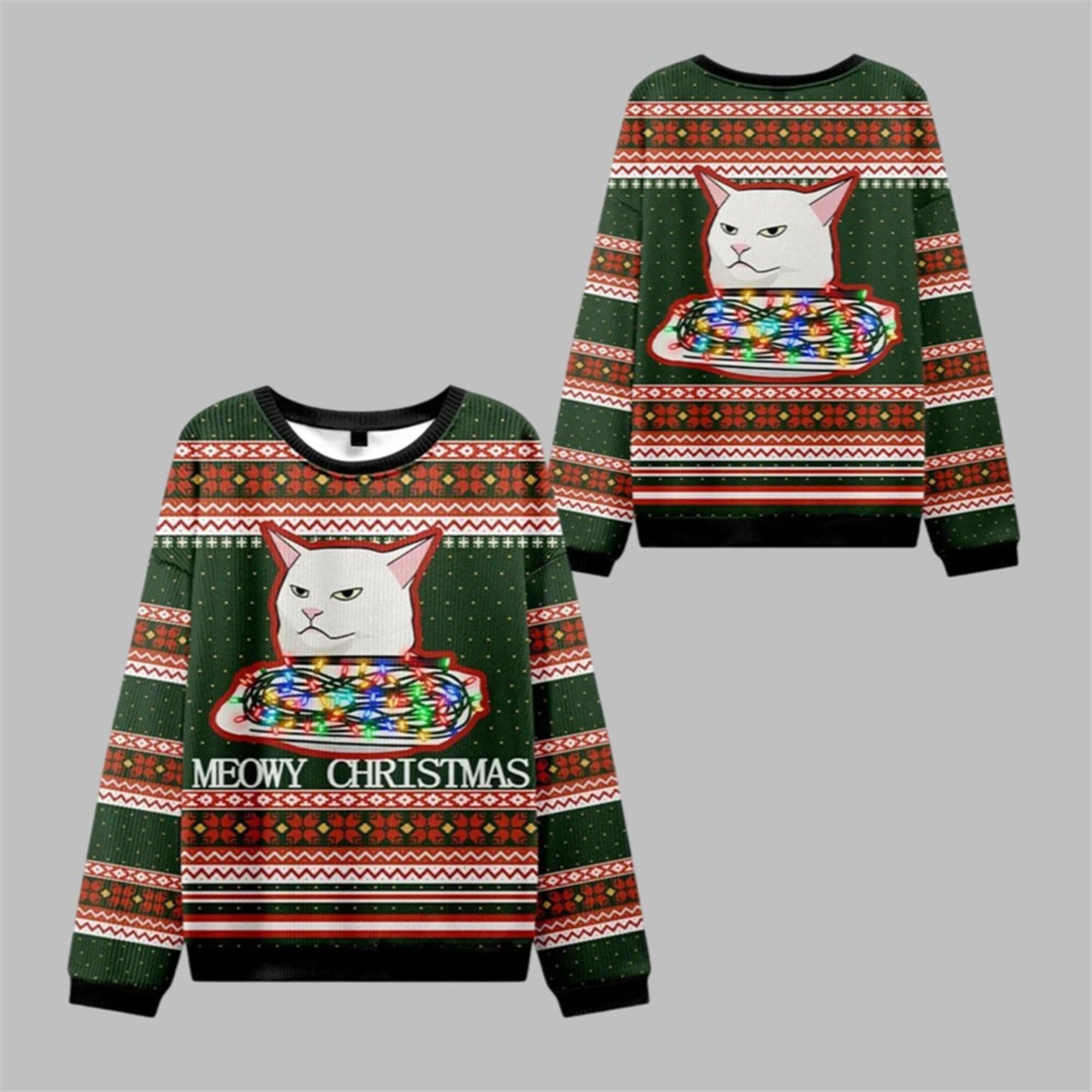 2025 Christmas Meowy Christmas Ugly Sweater - Grishko.com