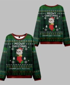 2025 Christmas Meowy & Grumpy Festive Ugly Sweater  