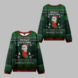 2025 Christmas Meowy & Grumpy Festive Ugly Sweater - Grishko.com